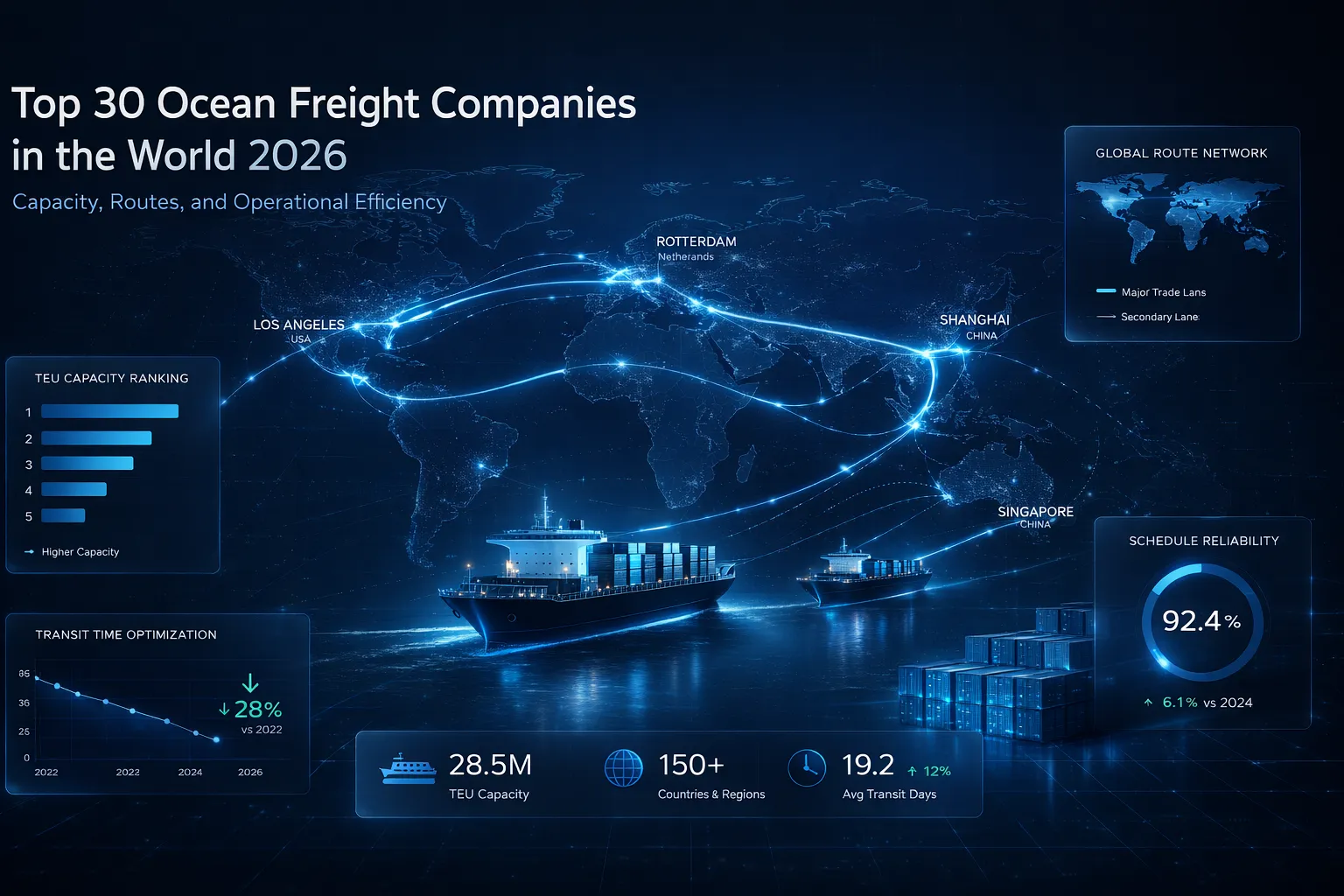 Top 30 Ocean Freight Companies in the World 2026: Capacity, Routes, and Operational Efficiency