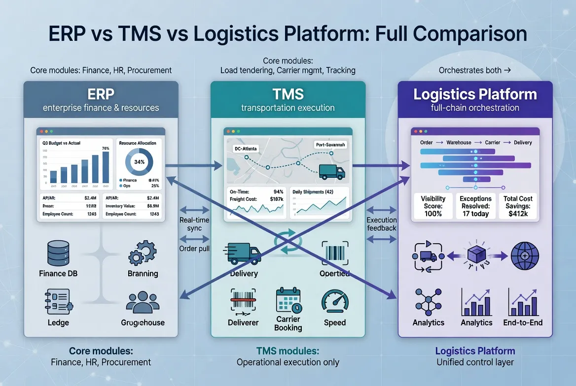 ​ERP vs TMS vs Logistics Platform: Full Comparison